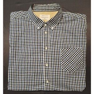 Rag & Bone Blue Black Check Gingham Button Down Shirt Mens XXL 2XL 100% Cotton